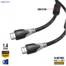 Cabo HDMI x HDMI Blindado com Filtro Exbom 15m V1.4 Full HD 1080 3D CBX-H150SM